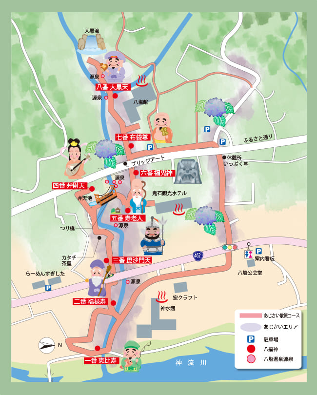 藤岡市のパワースポット 八福神巡り Map